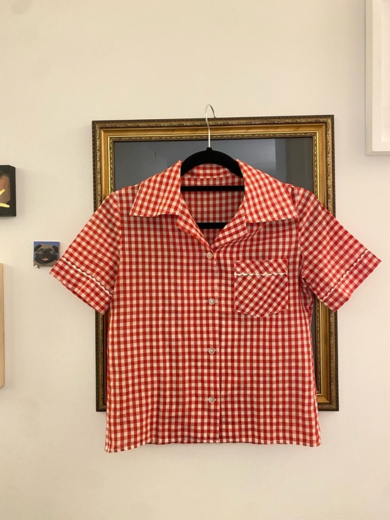Tops - Vintage 50’s Red and White Gingham Button-Up Shirt XS